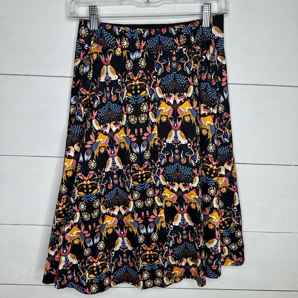 Anthropologie Eva Franco Fox Hare Wilderness Whimsey Animal Skirt Size 4 - Picture 4 of 6